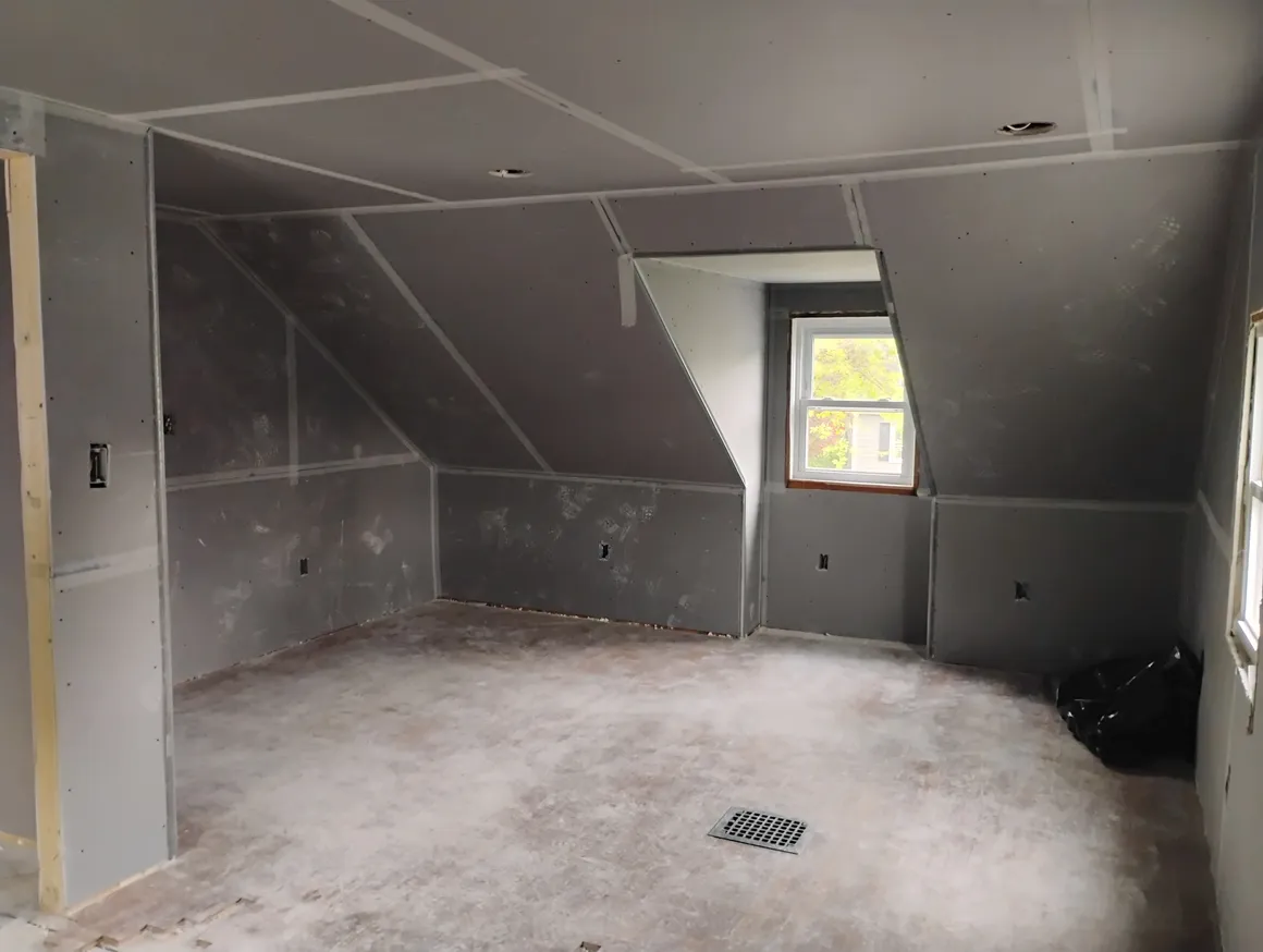 Actual DH Renovation interior drywall work in progress